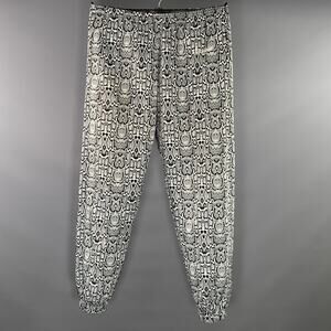 NOON GOONS Size XXL White Black Abstract Polyester Joggers Casual Pants